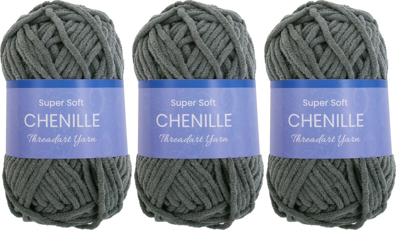 ThreadArt #5 Chenille Yarn for Crocheting, Knitting, Amigurumi, Super Soft Plush Velvet Yarn - 50 Gram 60 yds Fluffy Yarn Skeins